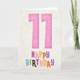 11e verjaardag Happy Birthday Kaart Design 3