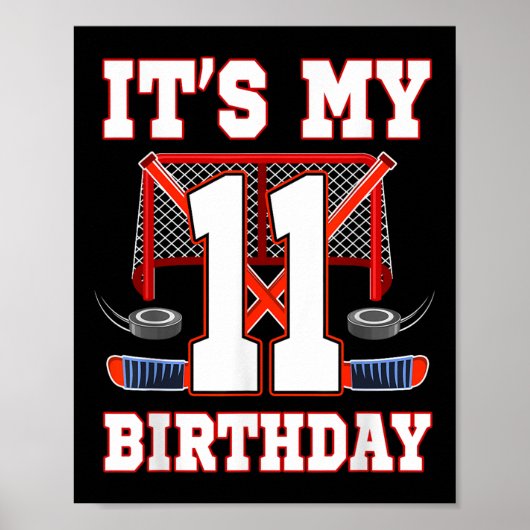 11e verjaardag IJshockeyspeler 11 jaar oud feest Poster (Voorkant)