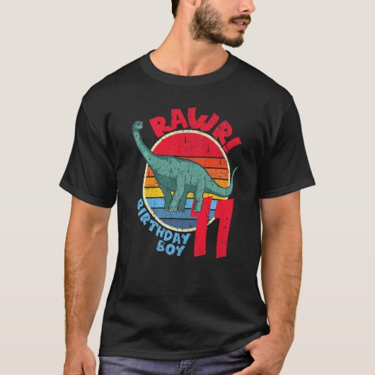 11e verjaardag ik Rawr! Brachiosaurus I T-shirt (Voorkant)