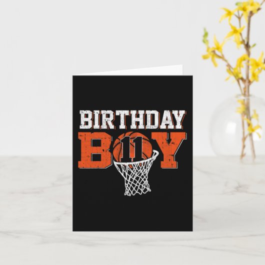 11e verjaardag jongen basketbal minnaar 11 jaar ou kaart (Gele Bloem)