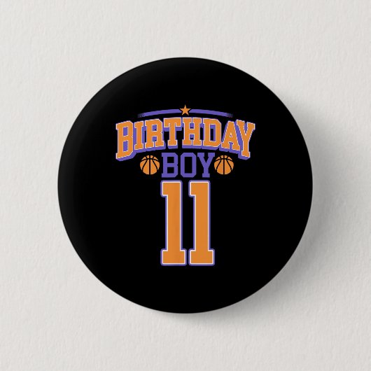 11e Verjaardag Jongen Bysketbyll Lover 11 jaar oud Ronde Button 5,7 Cm (Voorkant)