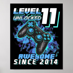 11e Verjaardag Jongen Level 11 Gamer 11 Jaar Video Poster