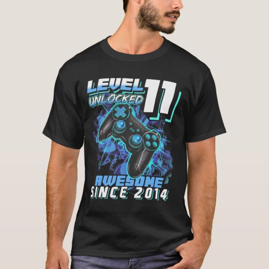 11e Verjaardag Jongen Level 11 Gamer 11 Jaar Video T-shirt (Voorkant)