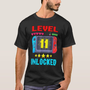 11e verjaardag Jongen Niveau 11 Onvergrendelde vid T-shirt