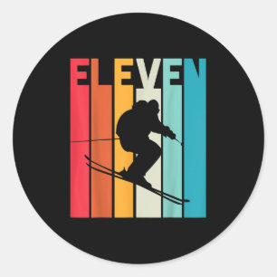 11e verjaardag Jongen Retro Ski Lover Skiër 11 jaa Ronde Sticker