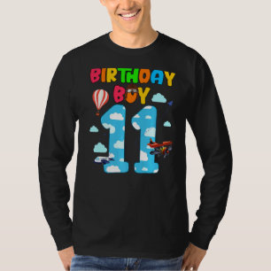 11e verjaardag jongen vliegtuigpiloot 11 jaar oude t-shirt