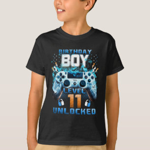 11e verjaardag jongens niveau 11 ontgrendeld 11 ja t-shirt