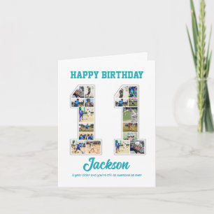 11e verjaardag Jubileum nummer 11 fotocollage Kaart