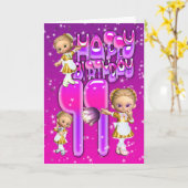 11e Verjaardag Kaart leuke kleine glitter meids (Gele Bloem)