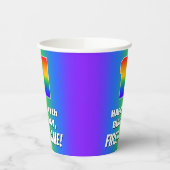 11e verjaardag: kleurrijk, vun regenboogpatroon #  papieren bekers (Links)