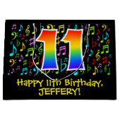 11e verjaardag - Kleurrijke muzieksymbolen, Rainbo Groot Cadeauzakje (Voorkant)