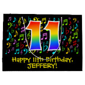 11e verjaardag - Kleurrijke muzieksymbolen, Rainbo Groot Cadeauzakje (Achterkant)