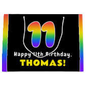 11e verjaardag: kleurrijke regenboog # 11, Naam va Groot Cadeauzakje (Voorkant)