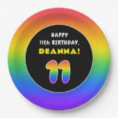 11e verjaardag: kleurrijke regenboog # 11, Naam va Papieren Bordje (Voorkant)