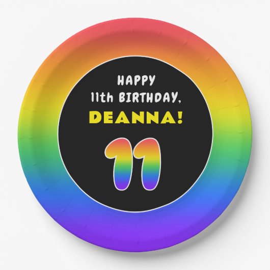 11e verjaardag: kleurrijke regenboog # 11, Naam va Papieren Bordje (Voorkant)