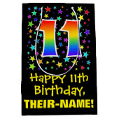 11e verjaardag: Kleurrijke Sterren Patroon & Regen Medium Cadeauzakje (Voorkant)