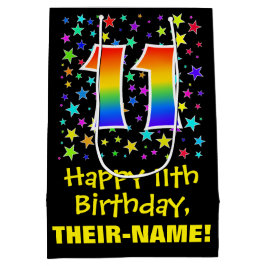 11e verjaardag: Kleurrijke Sterren Patroon & Regen Medium Cadeauzakje