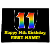 11e verjaardag ~ Leuk, Kleurrijk, Levendig, Regenb Groot Cadeauzakje (Voorkant)