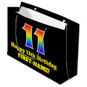 11e verjaardag ~ Leuk, Kleurrijk, Levendig, Regenb Groot Cadeauzakje (Voorkant Gekanteld)