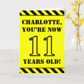 11e verjaardag: Leuke stencil stijl tekst, aangepa Kaart (Gele Bloem)