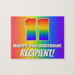 11e verjaardag — Meerkleurig regenboogpatroon "11" Legpuzzel