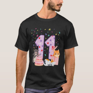 11e verjaardag Meisje leuk kattenpak 11 jaar oud v T-shirt