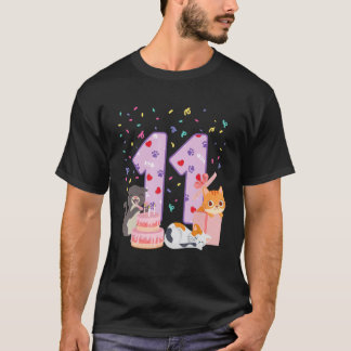 11e verjaardag Meisje leuk kattenpak 11 jaar oud v T-shirt