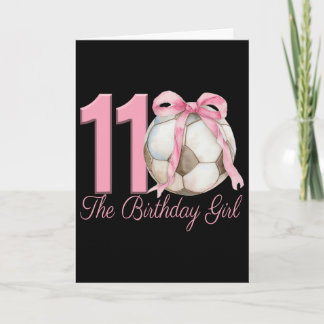 11e verjaardag meisje voetbal Ll Coquette roze str Kaart