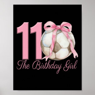 11e verjaardag meisje voetbal Ll Coquette roze str Poster
