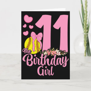 11e verjaardag meisje zachte team Coquette roze st Kaart