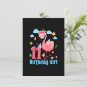 11e verjaardag meisjes Flamingo 11 jaar oud tropis Kaart (Staand voorkant)