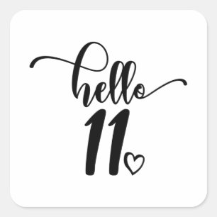 11e verjaardag meisjes Hallo 11 jaar oud Vierkante Sticker