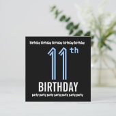 11e verjaardag Modern Blue en Black W690 Kaart (Staand voorkant)