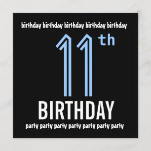11e verjaardag Modern Blue en Black W690 Kaart