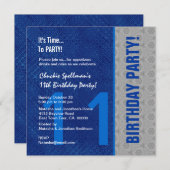 11e verjaardag Modern Blue en Silver S307B Kaart (Voorkant / Achterkant)