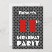 11e verjaardag moderne tiener zwart-wit patroon kaart (Voorkant)