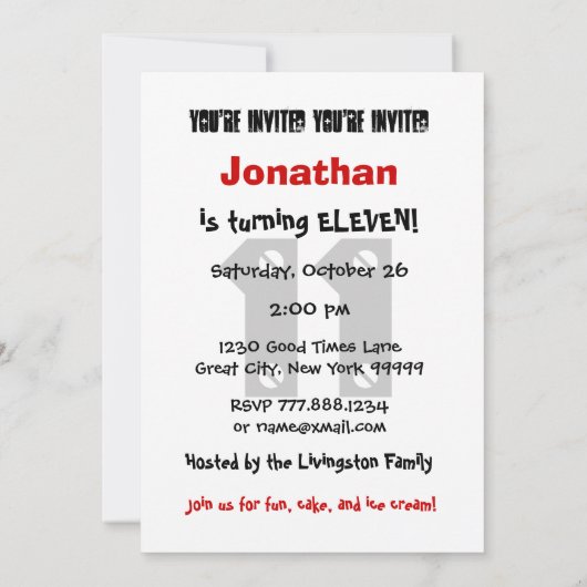 11e verjaardag moderne tiener zwart-wit patroon kaart (Achterkant)