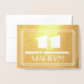 11e verjaardag: naam + Art Deco geïnspireerd look  Folie Kaarten (Voorkant met envelop)