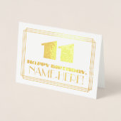 11e verjaardag; naam + Art Deco geïnspireerd look  Folie Kaarten (Voorkant)