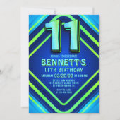 11e verjaardag Neon uitnodiging (Voorkant)