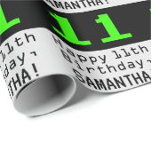 11e verjaardag - Nerdy / Geeky stijl "11" en naam Cadeaupapier (Rol Hoek)