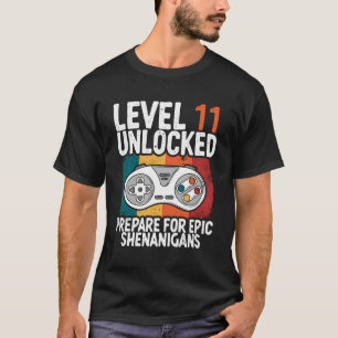 11e Verjaardag Niveau 11 Ontgrendeld Grappig 11e T-shirt