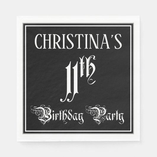 11e verjaardag Partij — Fancy Manuscript + de Naam Servet (Voorkant)