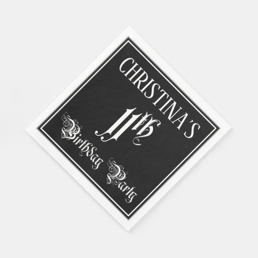 11e verjaardag Partij — Fancy Manuscript + de Naam Servet (Hoek)