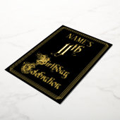 11e verjaardag Partij — Fancy Manuscript & Naam va Folie Uitnodiging (Gedraaid)