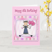 11e verjaardag Pink Angel Kaart (Gele Bloem)