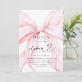 11e verjaardag Pink Bow Party Kaart (Staand voorkant)