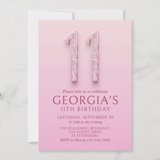 11e verjaardag Pink Diamonds Kaart (Voorkant)