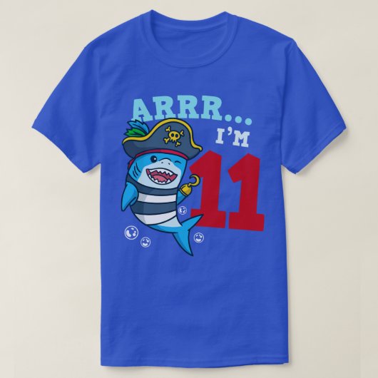 11e verjaardag Pirate Shark T-shirt (Design voorkant)