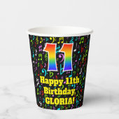 11e Verjaardag: Plezier Muzieknoten Patroon, Regen Papieren Bekers (Achterkant)